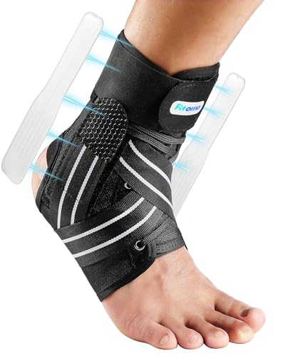 Fitomo Tobillera para Esguince, Tobillera Estabilizadora de Tobillo con Refuerzo Lateral Extraíble, Adjustable para Ambos Pies, Apto para llevar con Zapato, 1 Unidad